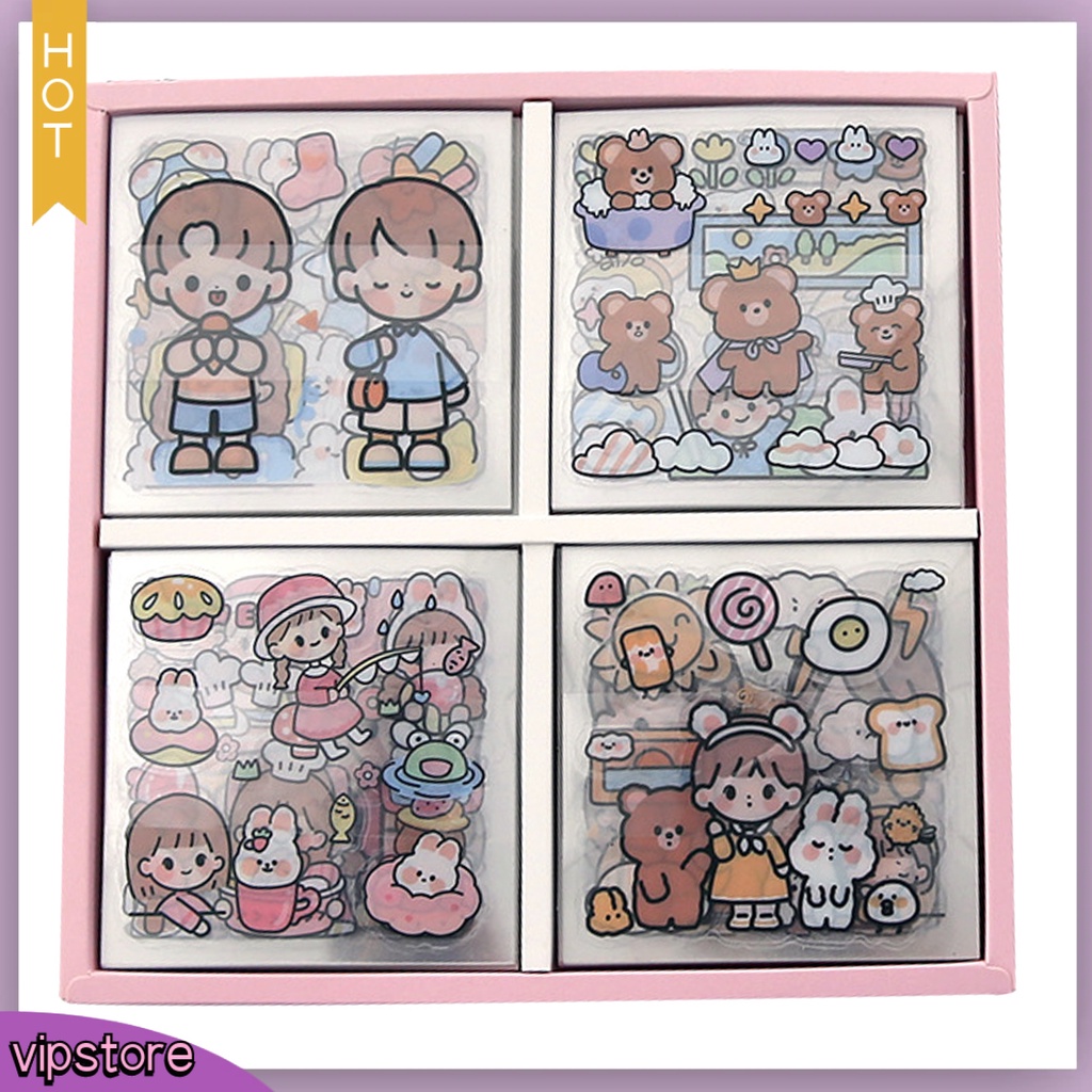 &lt;VIP&gt; Set 100 Sticker Hoạt Hình Dán Cốc Nước Dễ Thương