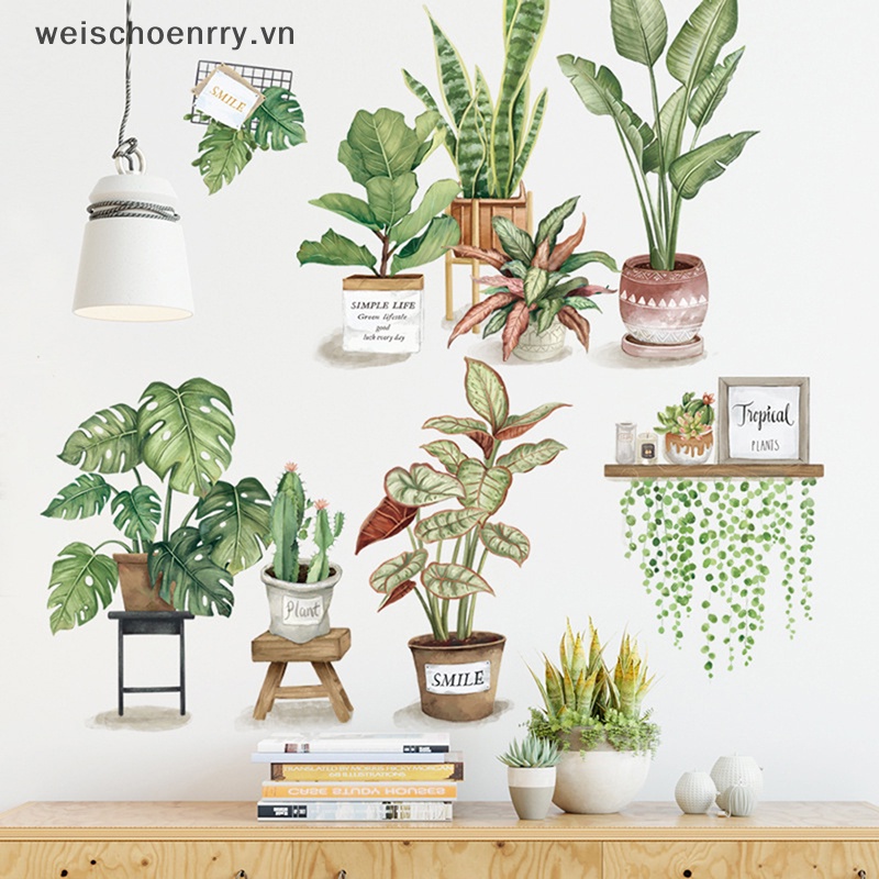 Giấy Dán Tường Bằng Vinyl Hình Cây Lá Nhiệt Đới Trang Trí Nhà Cửa