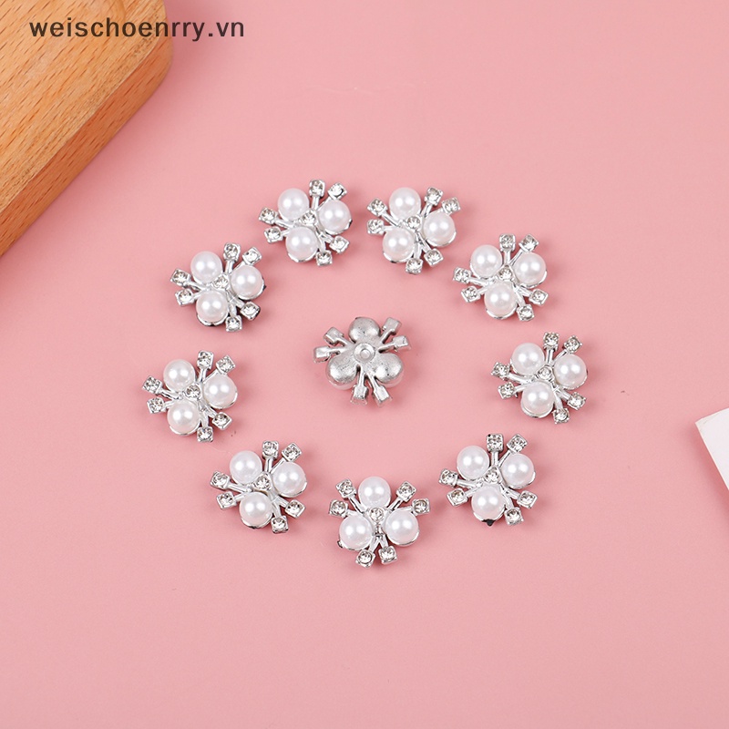 10 Kẹp Tóc Hình Hoa Đính Ngọc Trai Lấp Lánh DIY