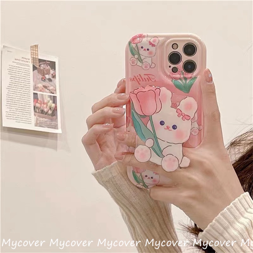 Cute Universal Phone Holder Stand Tulip Rabbit Spring Blusher Bunny Phone Case Bracket Finger Mini Phone Ring Holder