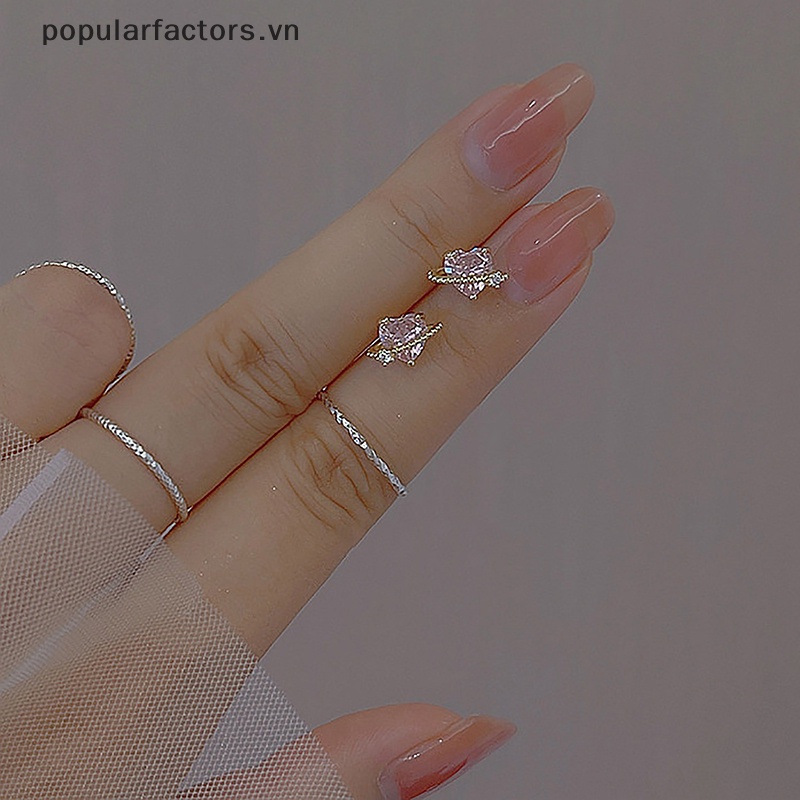 1 Đôi Bông Tai Hình Trái Tim Đính Đá Zircon Hồng Đơn Giản Sáng Tạo Thời Trang Dành Cho Nữ