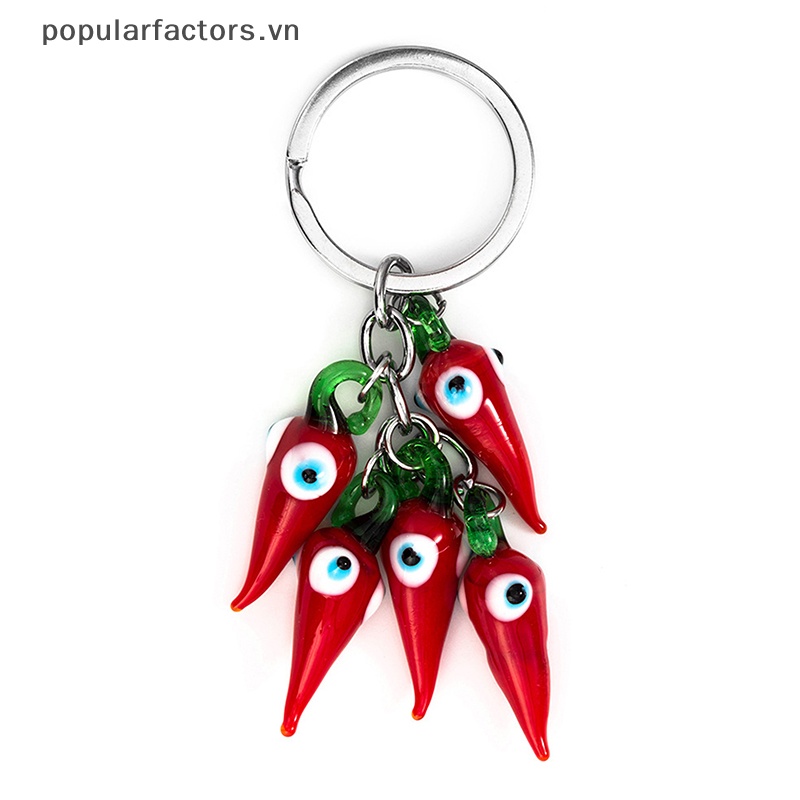 Móc Khóa Kim Loại Hình Quả Ớt Mắt Xanh Dương Sáng Tạo Thời Trang Cho Nam Và Nữ