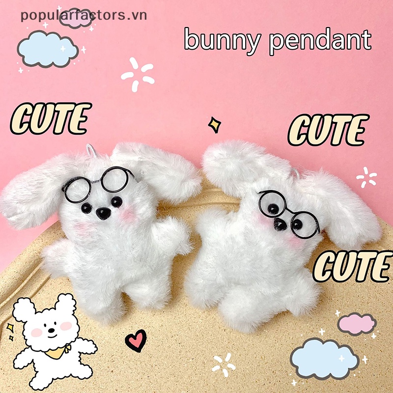 Búp Bê Thỏ Nhồi Bông Mềm Mại Đeo Kính Mắt Có Thể Tháo Rời Trang Trí Xe Hơi / Phòng Khách