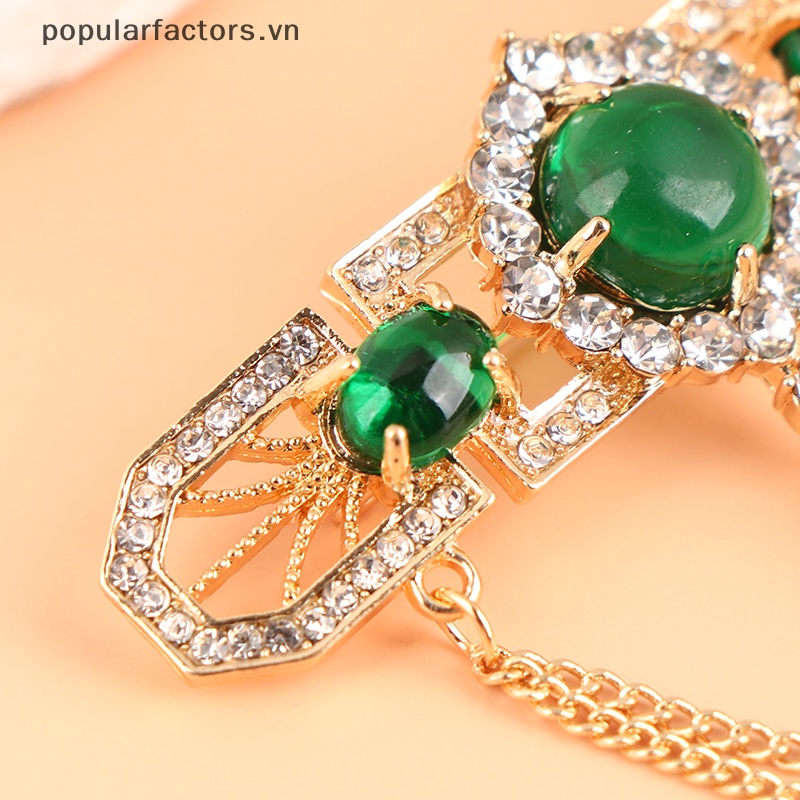 Ghim Cài Áo Đính Đá Phối Dây Xích Tua Rua Phong Cách Cổ Điển Thời Trang Sang Trọng Cho Nữ