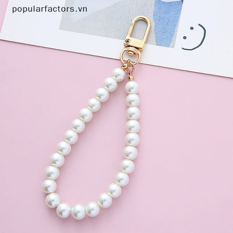 Móc Khóa Hợp Kim Hình Chữ Cái Đính Ngọc Trai Dễ Thương