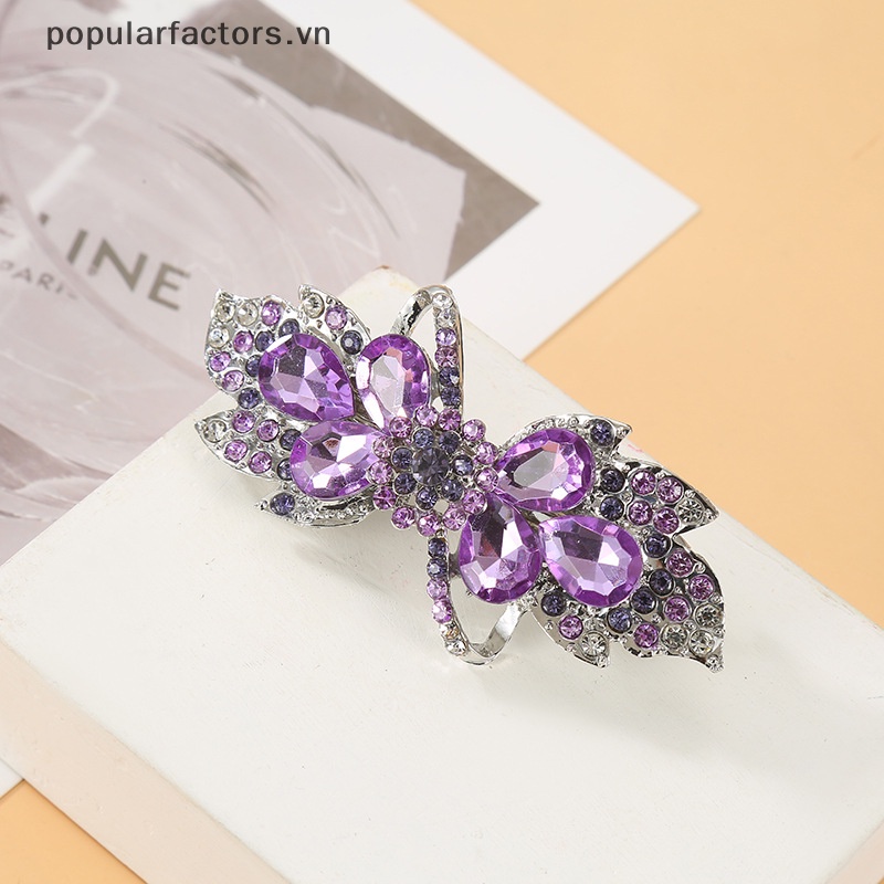 Kẹp Tóc Đuôi Công Đính Kim Cương Pha Lê Đa Năng