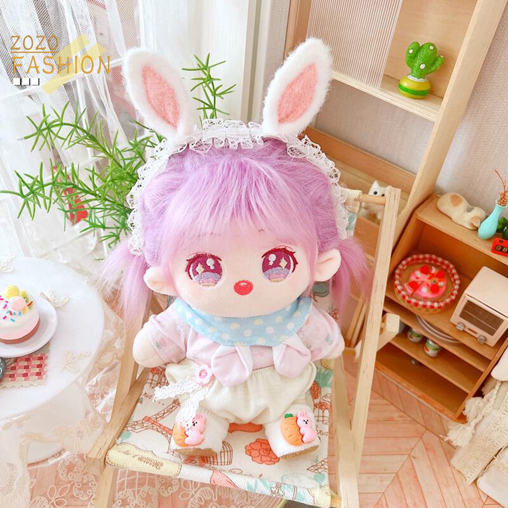 1 Bộ Áo Thun + Quần Yếm In Họa Tiết Thỏ Dễ Thương Thời Trang Cho Búp Bê Dài 20cm