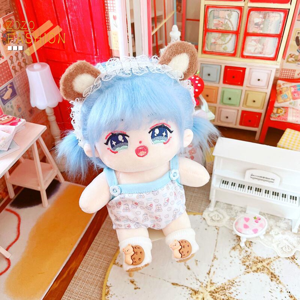 Bộ Áo Liền Quần Cotton 20cm Mềm Mại In Họa Tiết Gấu Dễ Thương Cho Búp Bê