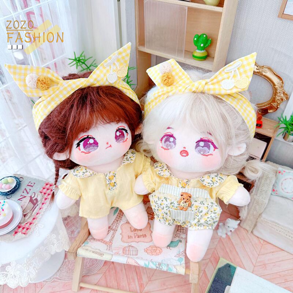 1 Bộ Áo In Hoa + Quần + Băng Đô Mini Dễ Thương Cho Búp Bê Dài 20cm