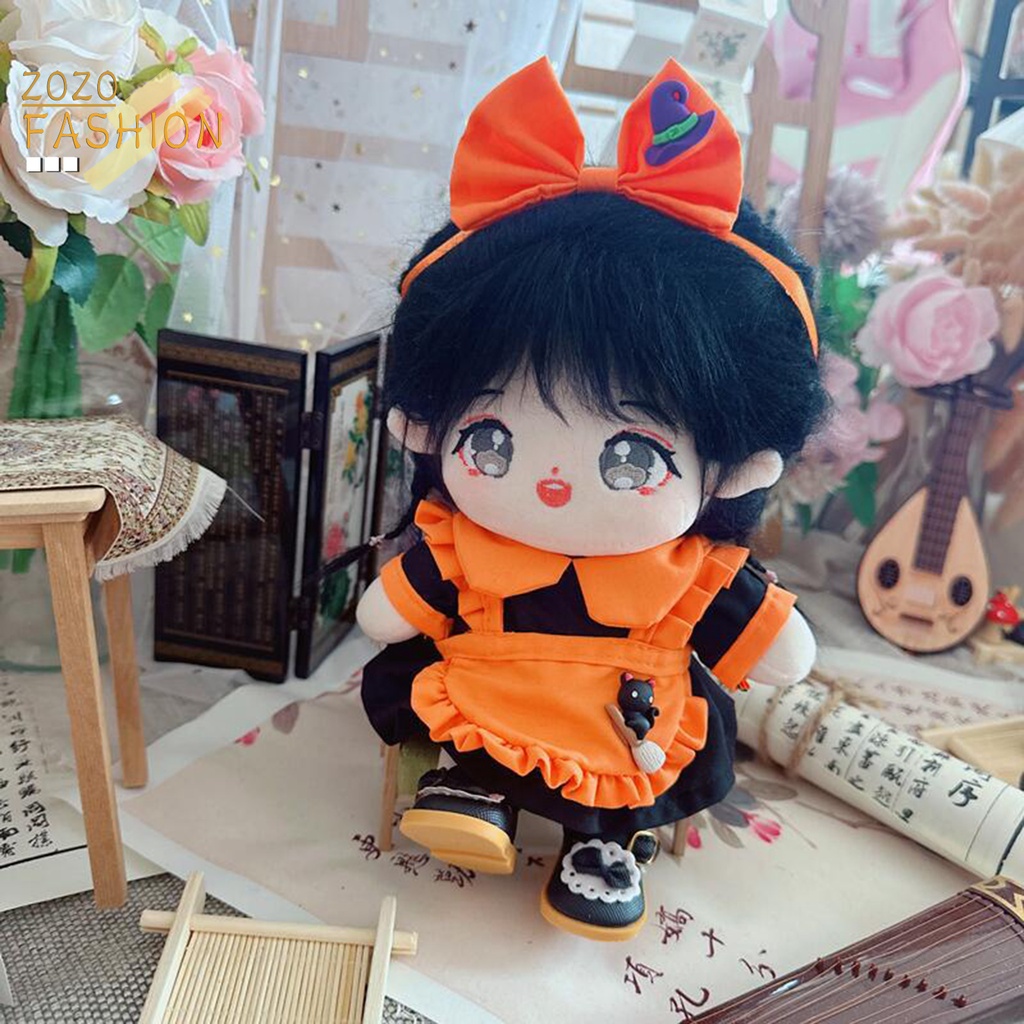 1 Set Đầm + Băng Đô + Tạp Dề + Băng Đô 3D Mềm Mại Dành Cho Búp Bê 20cm