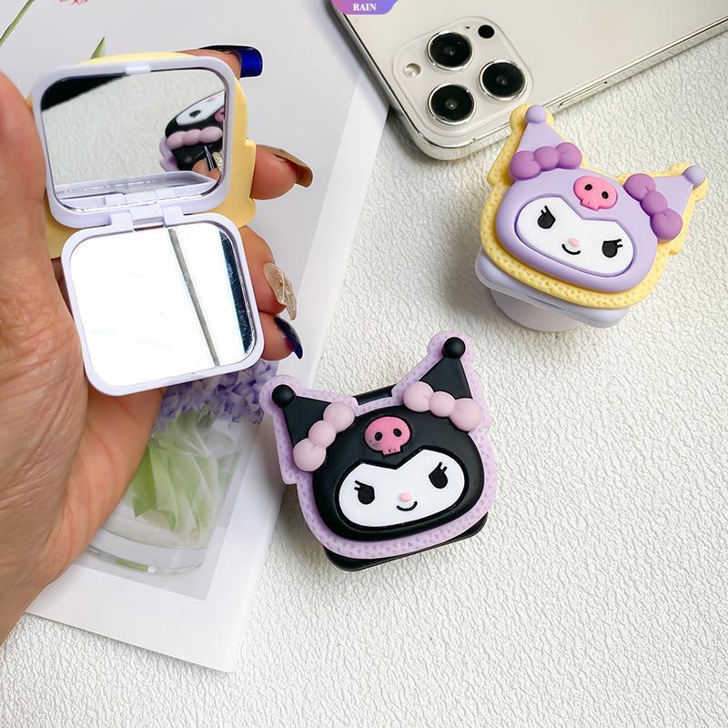 Phim hoạt hình Sanrio Kuromi gương điện thoại di động gương trang điểm máy tính để bàn điện thoại di động đứng ổn định dính telescoping phim hoạt hình dễ thương [RAIN]