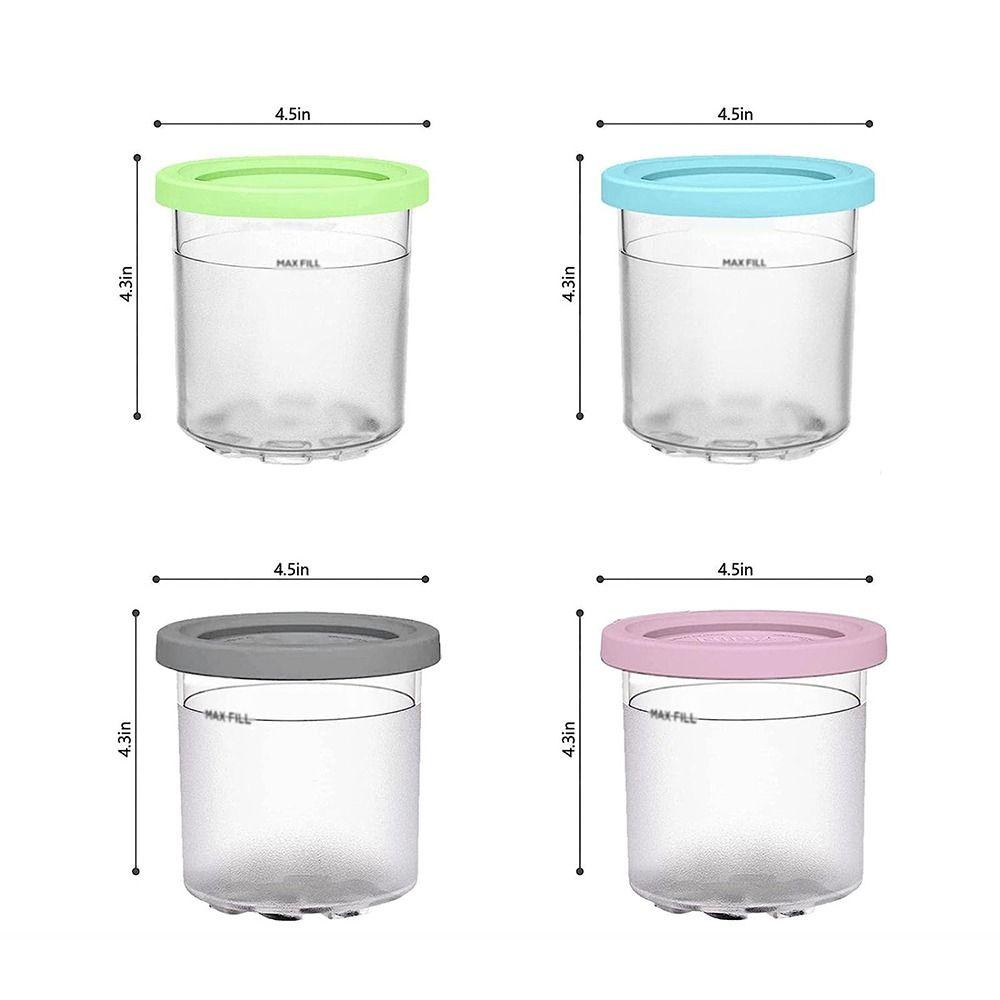 Bộ 4 Cốc Làm Kem Bằng Nhựa 16oz WMES15H Có Nắp Đậy Cho Nhà Bếp