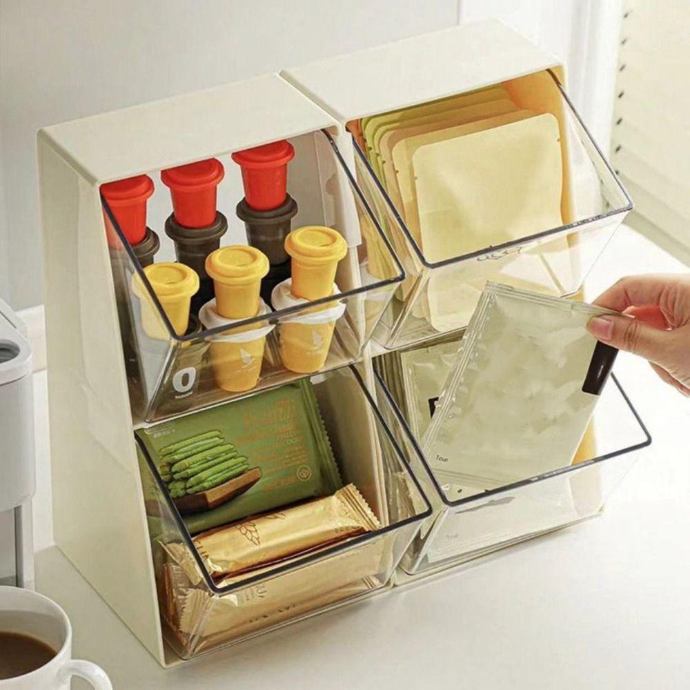 BERNARDO Hộp Đựng Trà Sữa Bằng Nhựa Trong Suốt Hai Tầng Sức Chứa Lớn Sáng Tạo Để Bàn