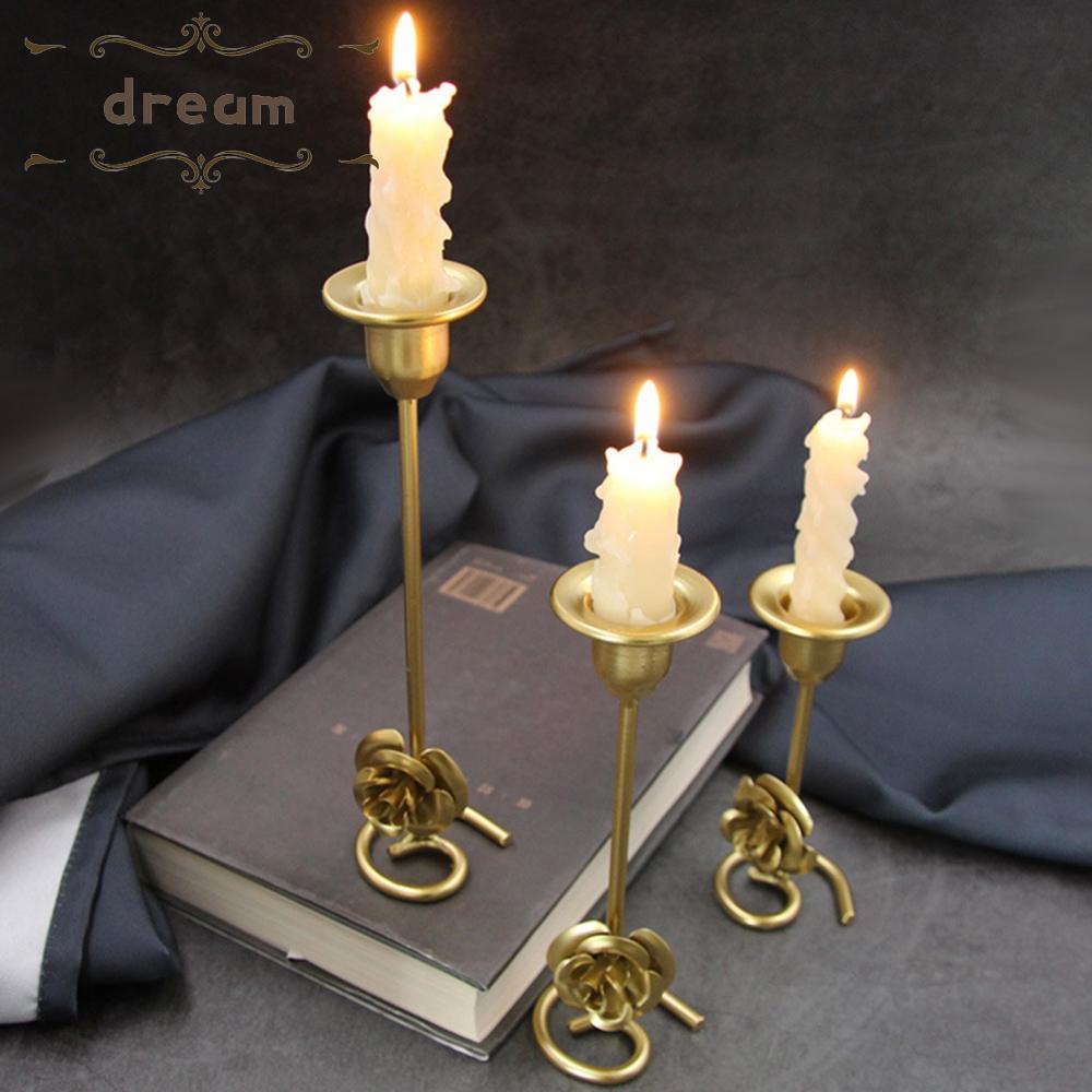 【DREAMLIFE】Candle Holder 12.5/16.5/20cm Decor Gold/Black Pillar Stand Romantic Tall