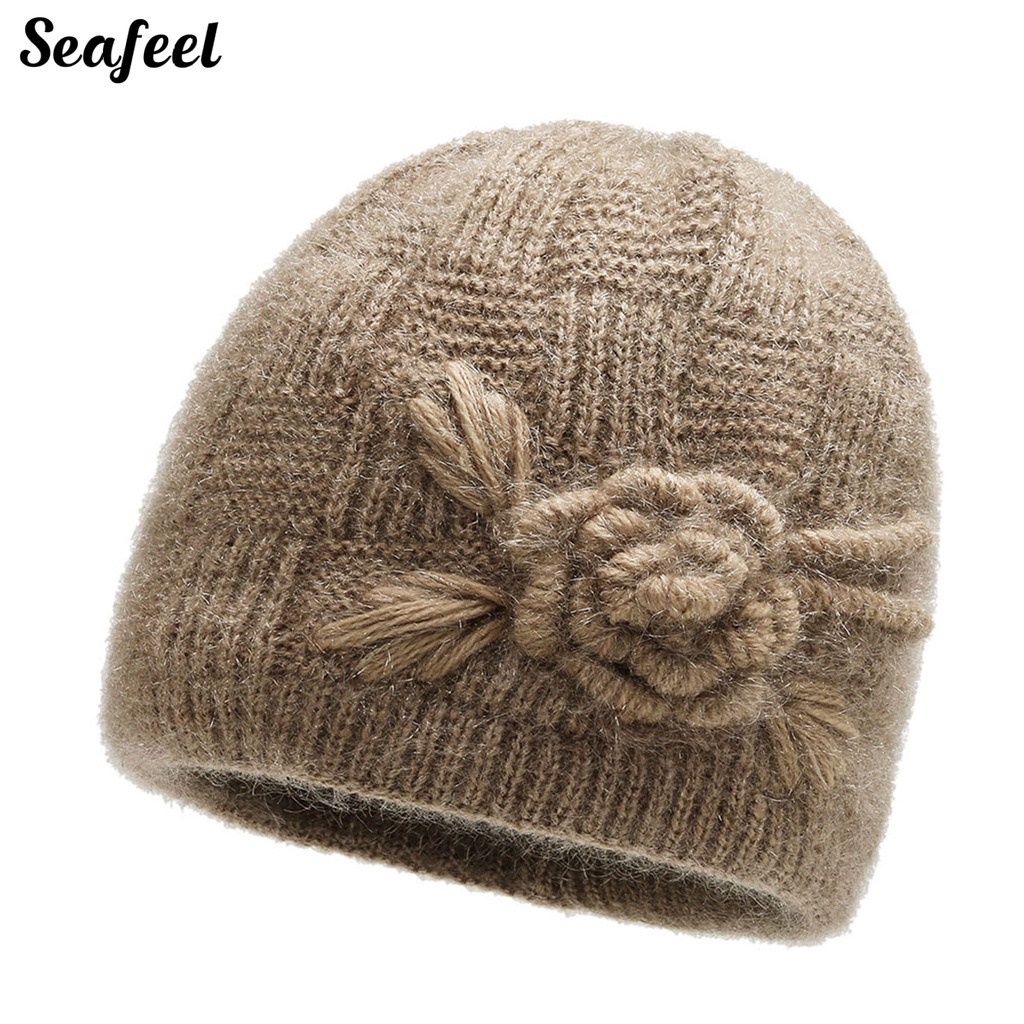 Nón Beanie Dệt Kim Không Vành Dày Dặn Chống Gió Mùa Thu Đông Cho Nữ