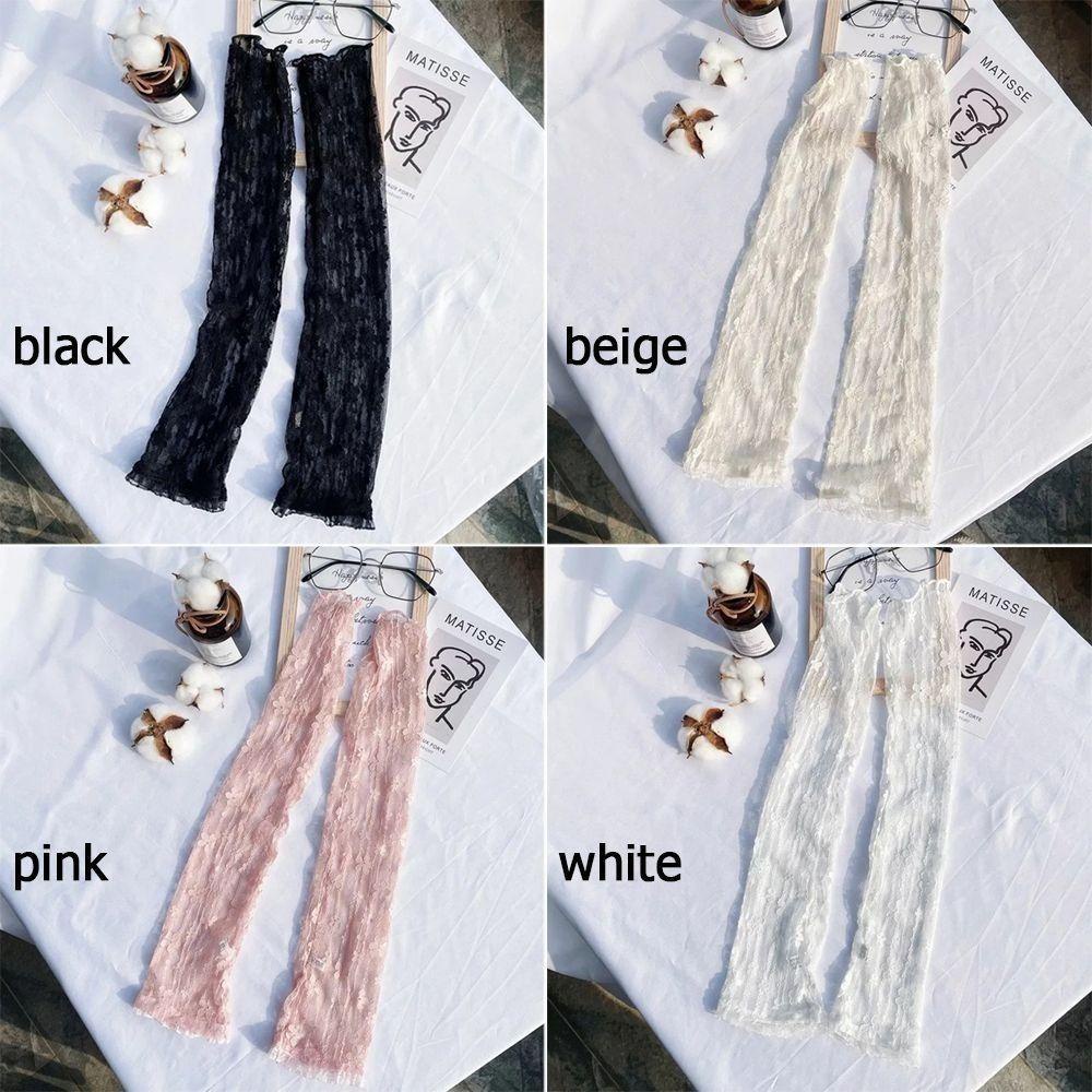 Set 2 Đôi Găng Tay Chống Nắng Hở Ngón Phối Ren Hoa 4 Màu Thời Trang Mùa Hè