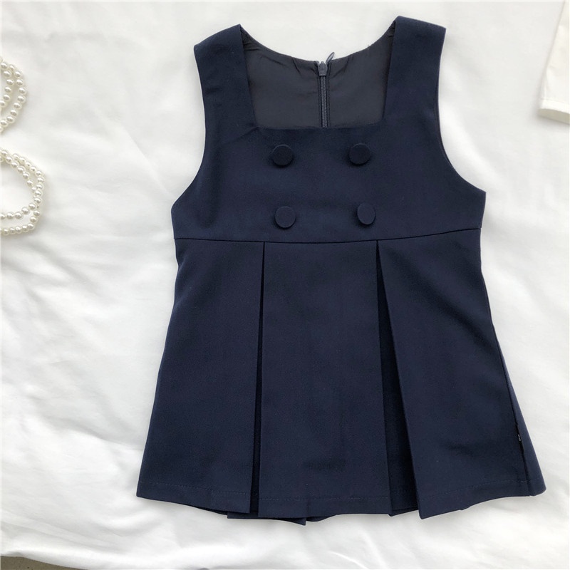 Bộ Áo Sơ Mi Ngắn Tay + Chân Váy Phong Cách Hàn Quốc Cho Bé Gái