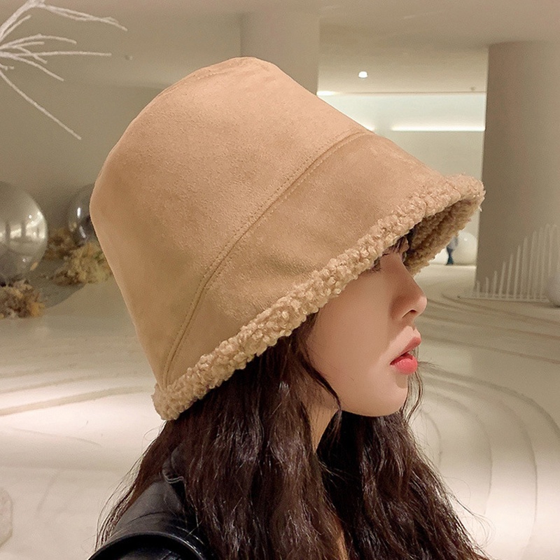 Mũ Bucket Hai Mặt Giữ Ấm Màu Sắc Đơn Giản Cho Nữ