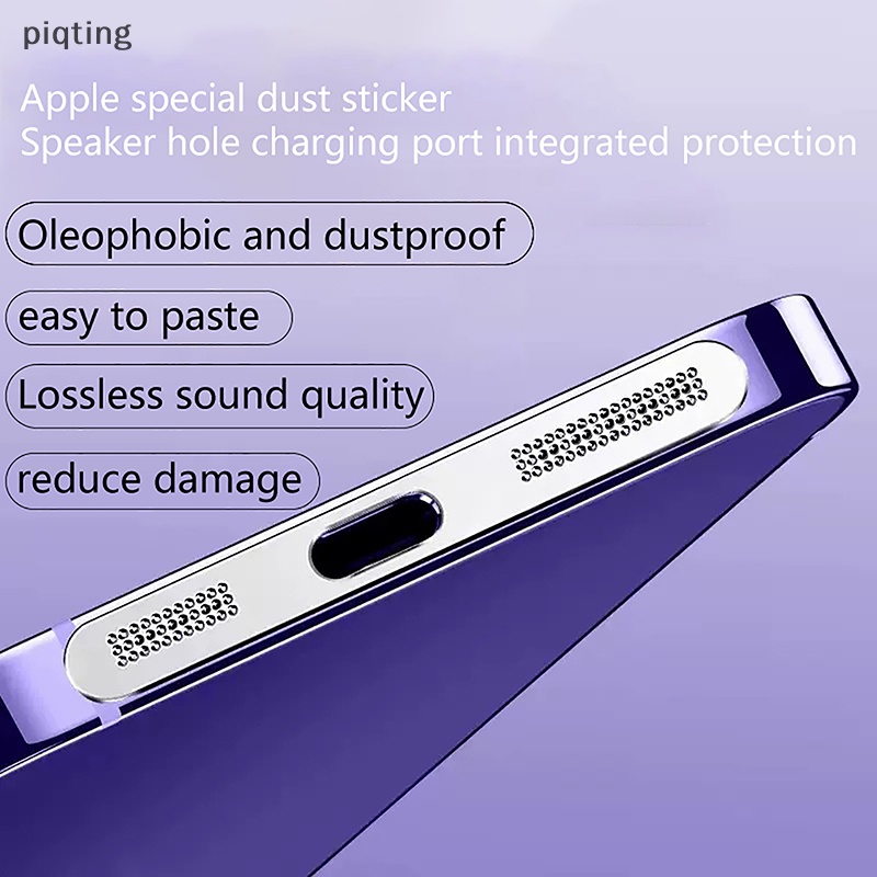 Set 1 / 2 Miếng Dán Lỗ Loa Hình Vuông / Tròn Bằng Kim Loại Chống Bụi Cho IP 14Pro 13Max