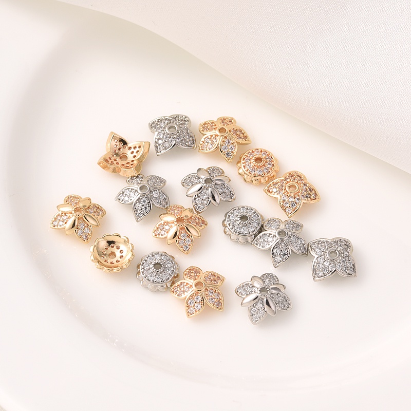 Hạt Ngọc Trai Hình Bông Hoa Mạ Vàng 14K Dùng Làm Vòng Đeo Tay diy