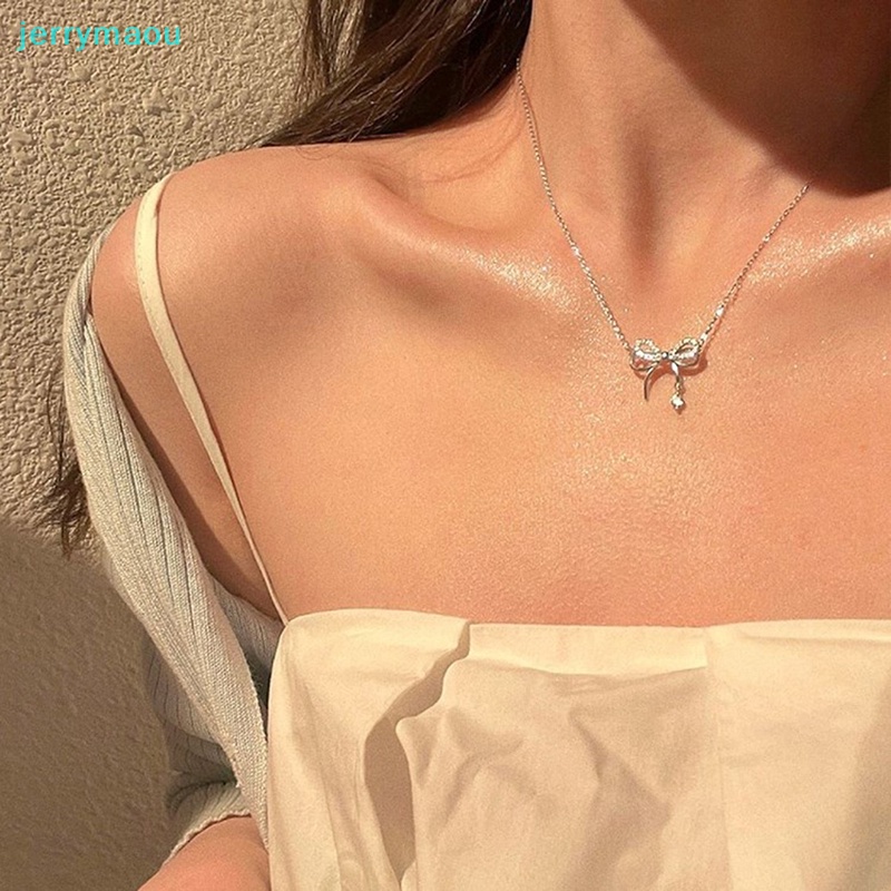 Vòng Cổ Mặt Nơ Zircon Thời Trang Thanh Lịch Cho Nữ