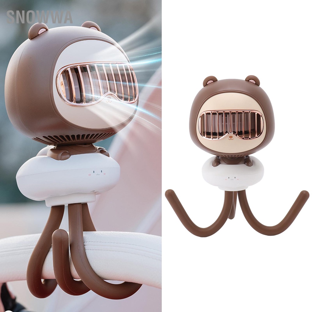 Snowwa Quạt Cầm Tay Mini Xe Đẩy Cá Nhân Di Động Ghế Ngồi Ô Tô Cho Bé Sạc Cũi Máy Tính Để Bàn Thiết Kế Bạch Tuộc Nâu