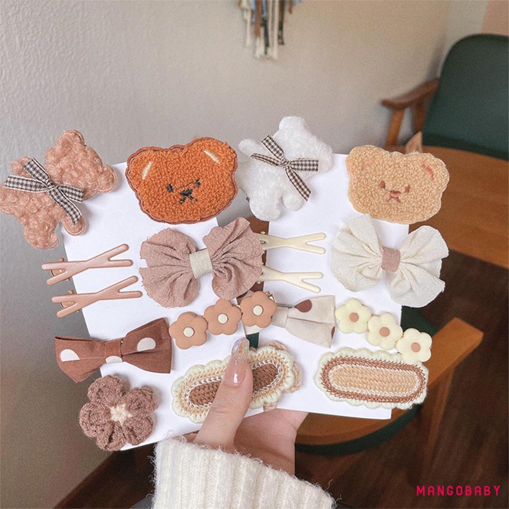 Set 9 Kẹp Tóc Gấu Hoạt Hình Dễ Thương Cho Bé Gái