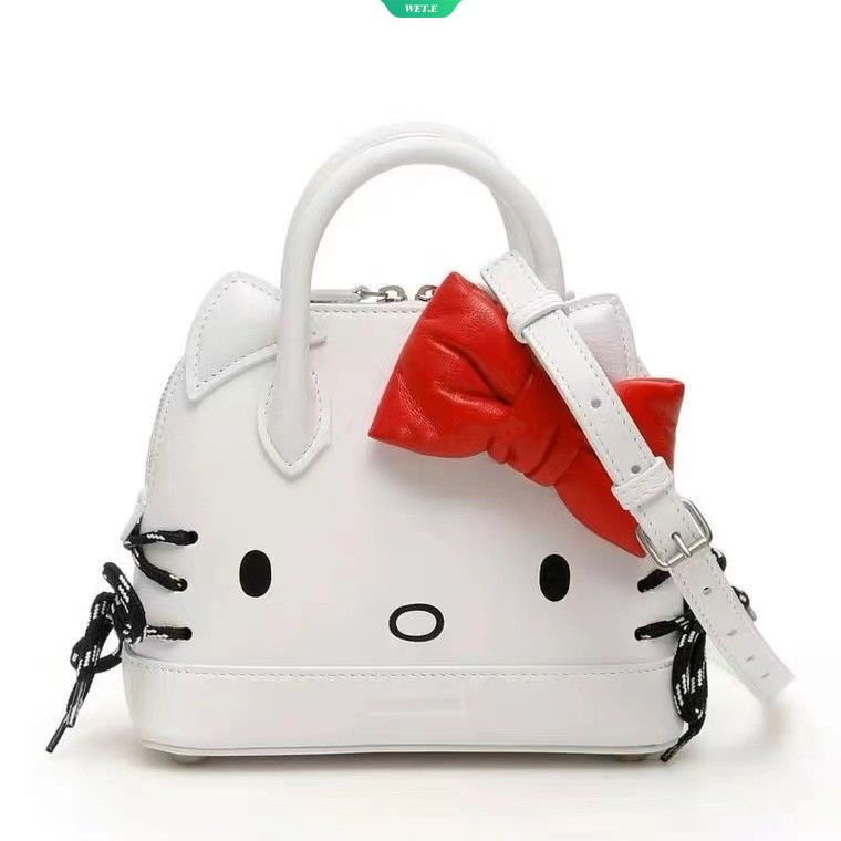 Túi xách Kawaii Sanrio Hello Kitty Bow 2023 Túi đeo chéo màu trắng thời trang có giá trị cao mới cho món quà của bé gái
