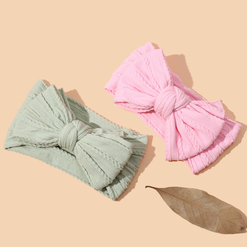 Băng Đô Thắt Nơ 2 Lớp Bằng Nylon Co Giãn Cho Bé Gái