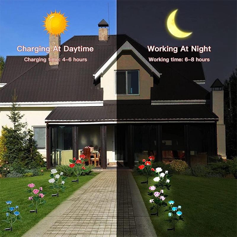 Đèn Cắm Đất 5 Đầu Hình Hoa Hồng Sử Dụng Năng Lượng Mặt Trời Chống Thấm Nước IP65 Trang Trí Sân Vườn