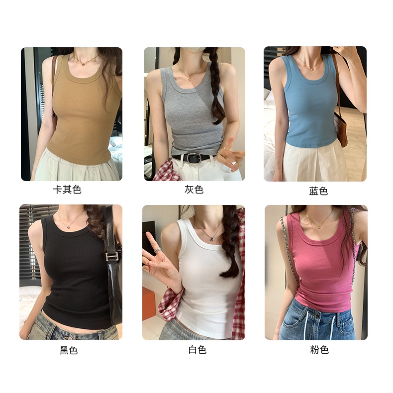 Áo Croptop Sát Nách Màu Sắc Đơn Giản Chất Liệu Cotton Thoáng Khí Thời Trang Hè Cho Nữ