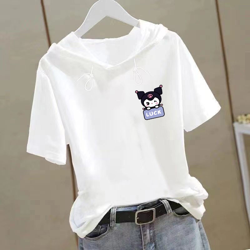 Áo Hoodie Tay Ngắn Dáng Rộng Thời Trang Mùa Hè Phong Cách Hàn Quốc Cho Nữ
