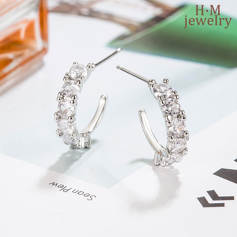 Khuyên Tai Đính Đá Zircon Aaa Cao Cấp Dễ Phối Đồ Thời Trang