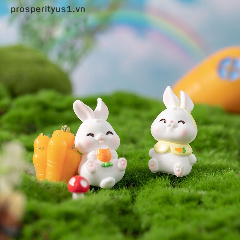 [prosperityus1] Mô Hình Chú Thỏ Mini Dễ Thương Trang Trí Nhà Cửa / Sân Vườn / Lễ Phục Sinh