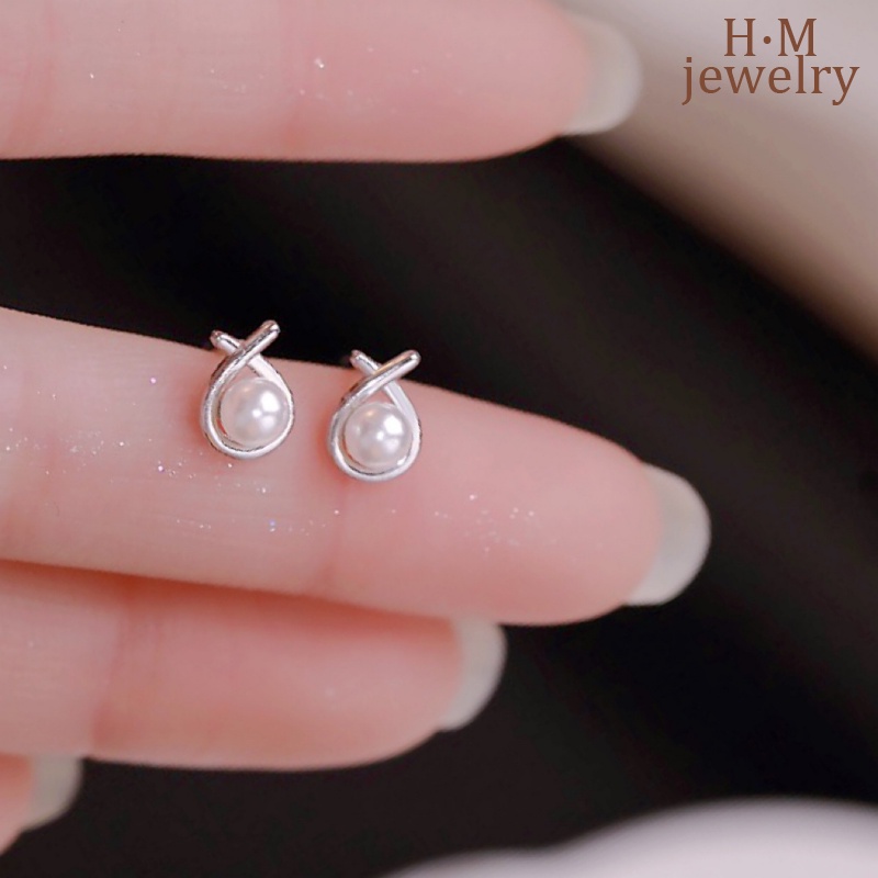 Bông Tai Đính Ngọc Trai Hình Giọt Nước Sang Trọng