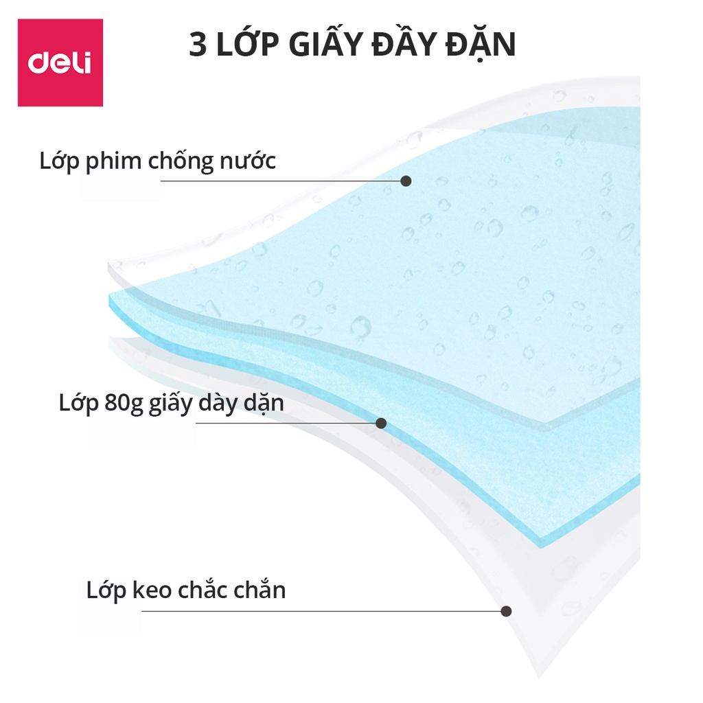 Giấy note giấy nhớ ghi chú 30 tờ Deli 110x80mm - Hồng/ Cam/ Tím - 21516