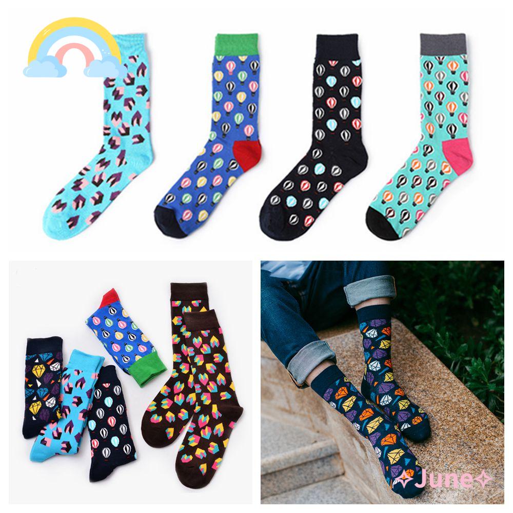 JUNE Tất Cotton Mềm Mại In Họa Tiết Hoạt Hình Đáng Yêu