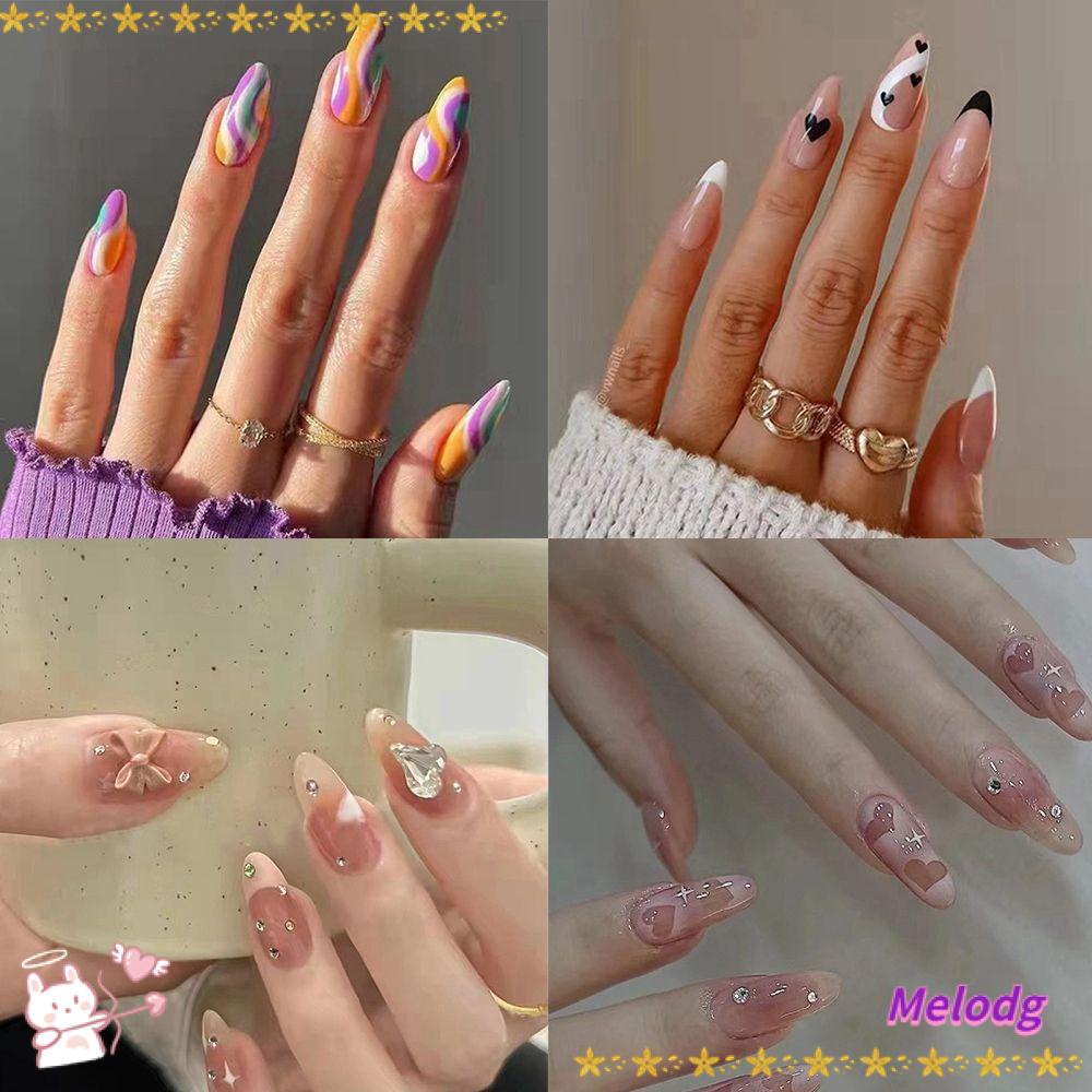 MELODG Set 24 Móng Tay Giả Có Thể Tháo Rời