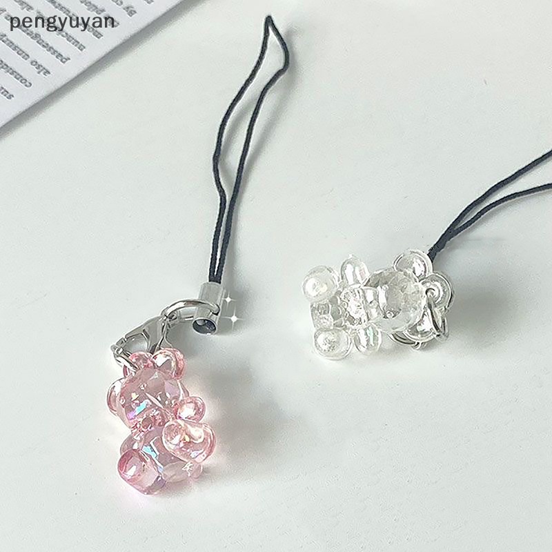 [pengyuyan] 1 Dây Đeo Điện Thoại Trong Suốt In Hình Gấu Hoạt Hình Dễ Thương Thời Trang