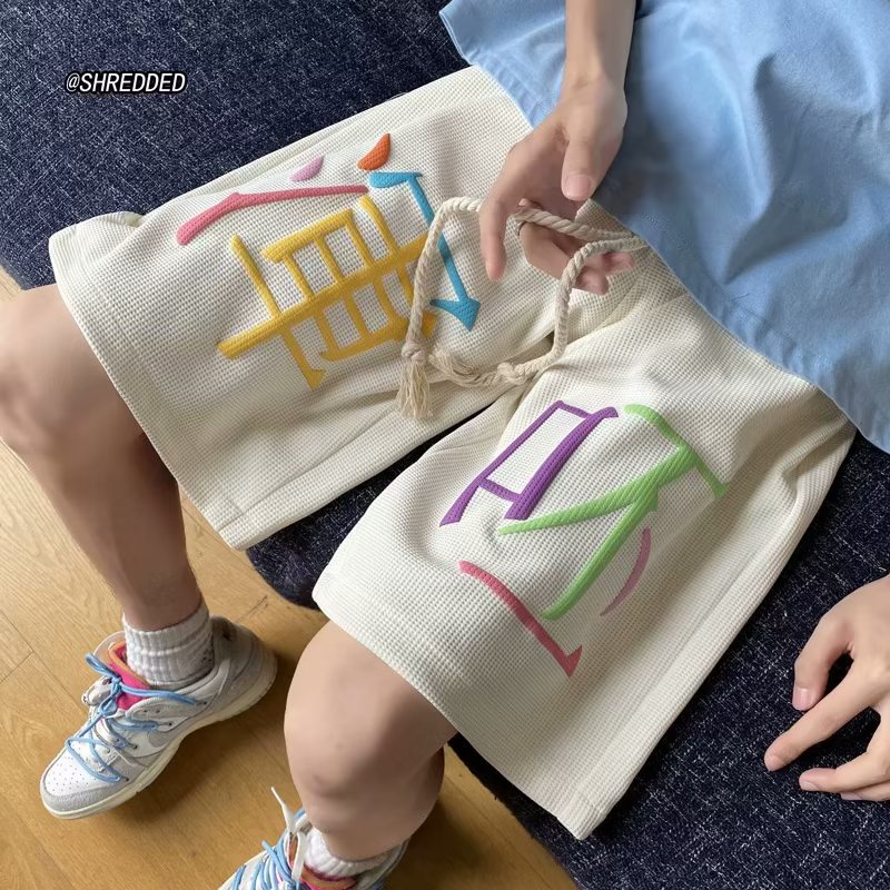 [Chất Lượng Cao] Dopamine Quần Short Thể Thao Dáng Rộng Dây Rút In Họa Tiết Waffle Phong Cách Mỹ Mùa Hè Cho Cặp Đôi