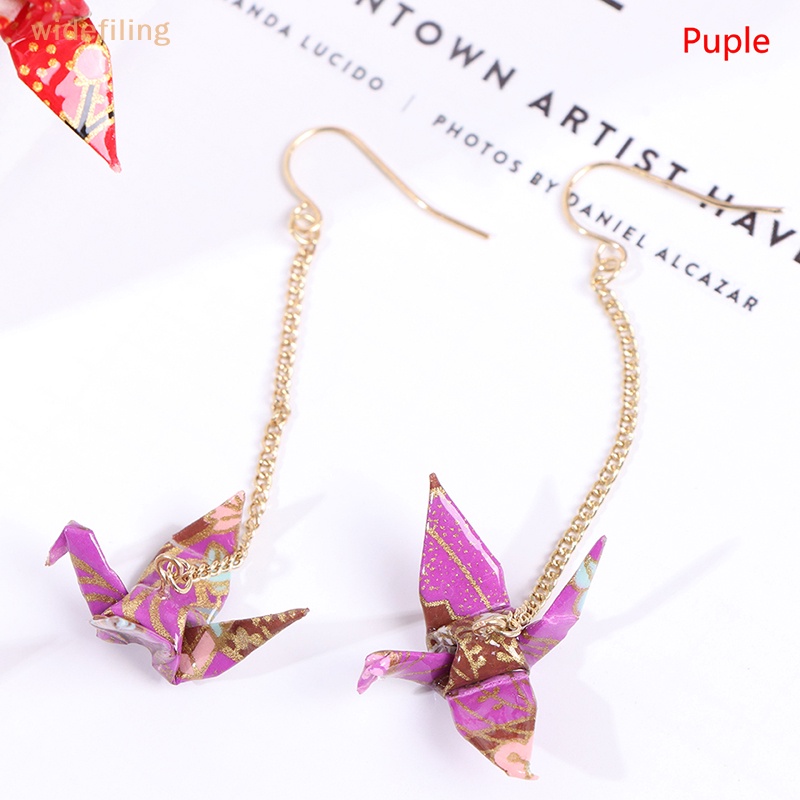 Bông Tai Giấy Hình Chim Hạc Origami Độc Đáo