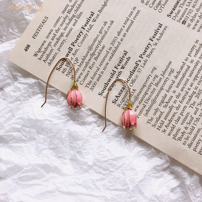 Bông Tai Hình Hoa Tulip Phong Cách Pháp Cổ Điển Cho Nữ