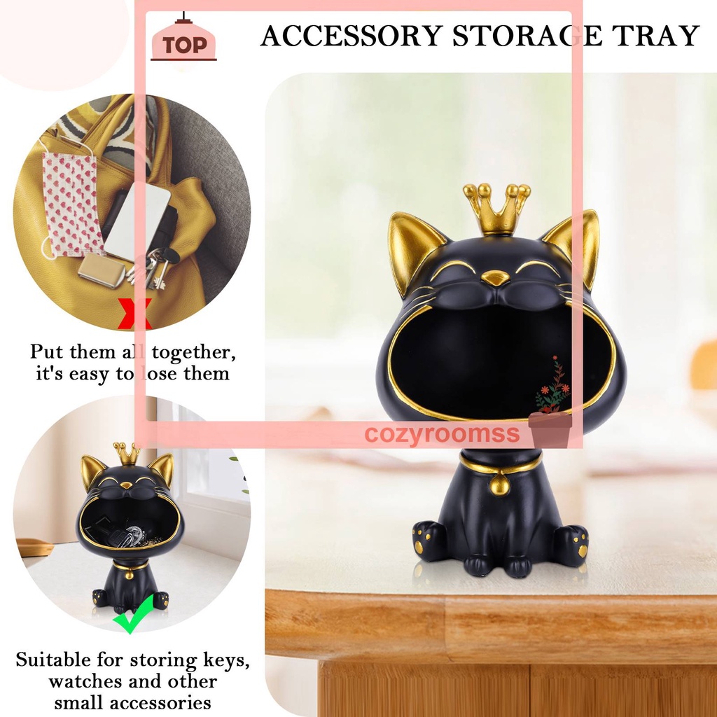 Giá Đỡ Chìa Khóa Hình Mèo May Mắn Bằng Nhựa Resin Cho Quán Cà Phê