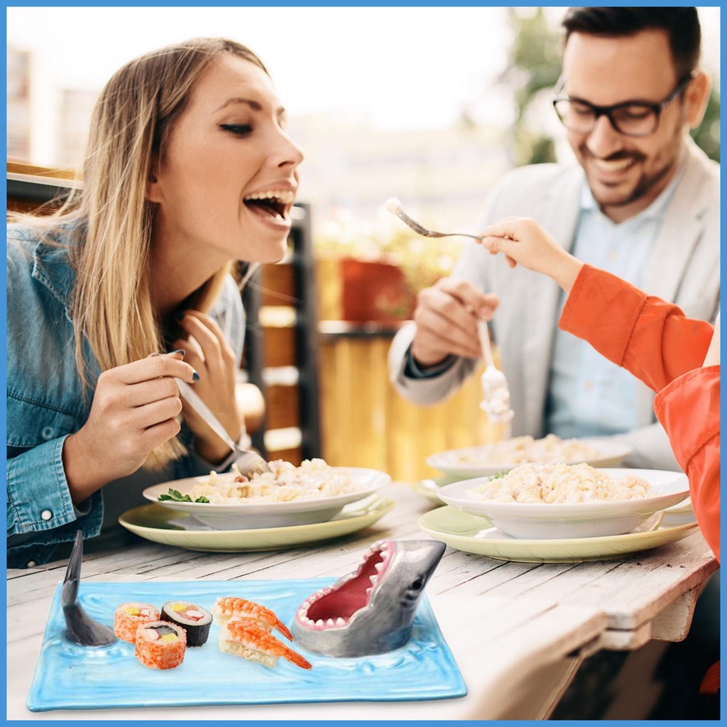 Khay Sứ Hình Chữ Nhật Đựng Sushi Kèm Giá Đỡ Tiện Dụng