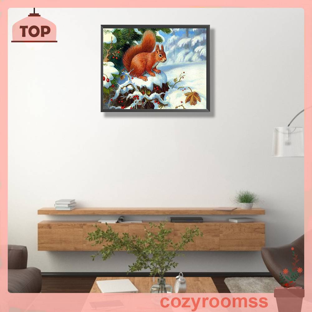 Tranh Đính Đá Kim Cương Toàn Bộ 5D DIY Hình Vẽ Sóc Trang Trí Nhà Cửa