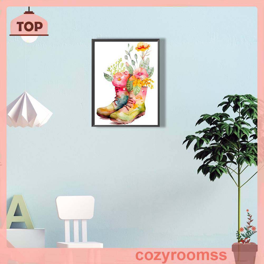 Bộ Tranh Đính Đá 5D Họa Tiết Hoa Xinh Xắn Độc Đáo DIY Dùng Trang Trí Nhà Cửa