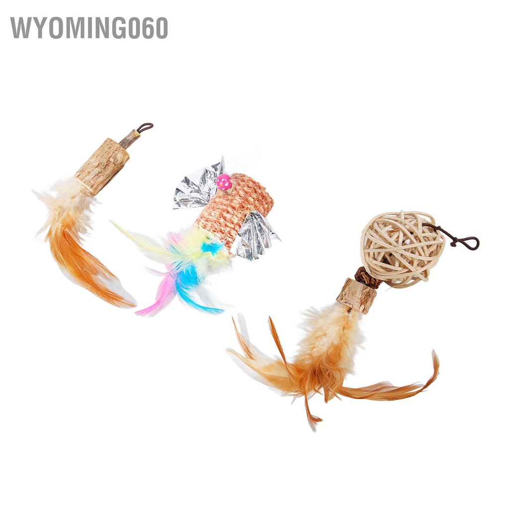 Wyoming060 Đồ chơi cho mèo 6 đầu thay thế Tương tác có thể thu vào Thân thiện với môi trường Trọng lượng nhẹ Dễ dàng cất giữ Cat Teaser trong nhà
