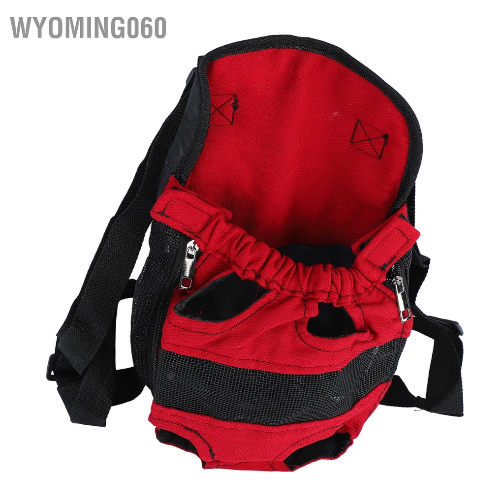 Wyoming060 Ba lô phía trước cho chó có dây đeo vai thể điều chỉnh thoáng khí Chân ra Puppy Bag Carrier du lịch đi xe đạp Đỏ