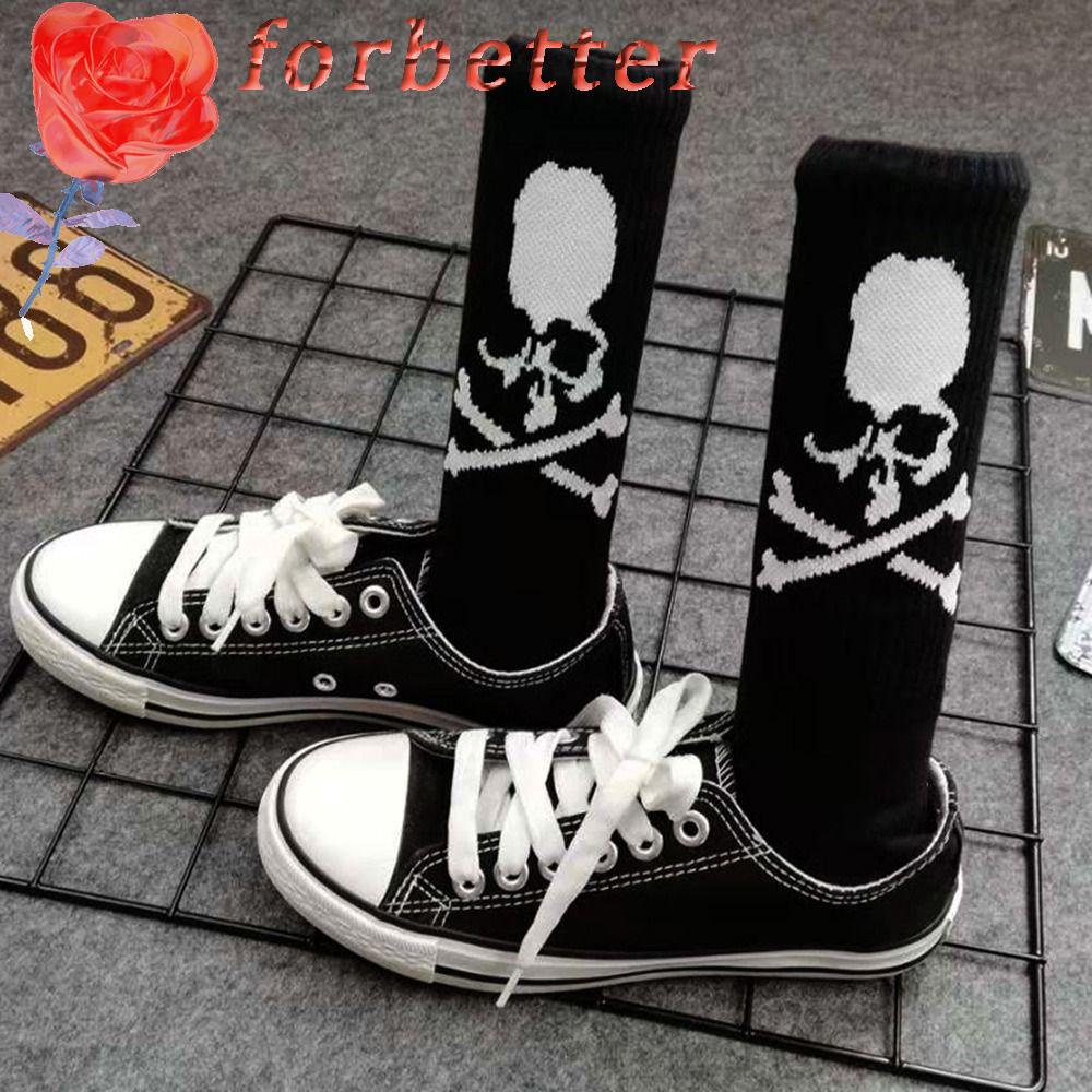 FORBETTER Vớ Cotton Thể Thao Họa Tiết Đầu Lâu Phong Cách Harajuku Đường Phố Cho Nam Và Nữ