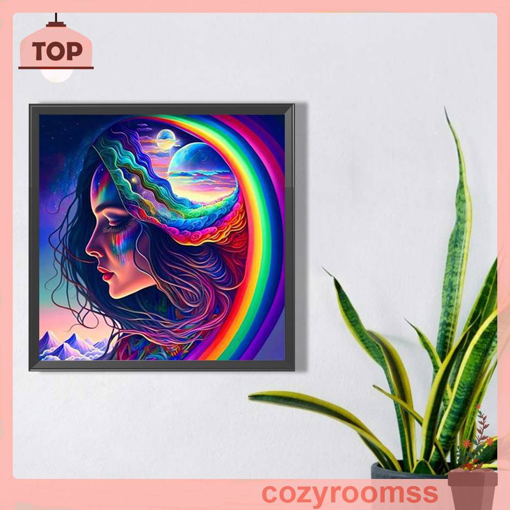 Bộ Tranh Đính Đá 5D Tự Làm Toàn Diện Hình Cô Gái Xinh Xắn Trang Trí Nhà Cửa